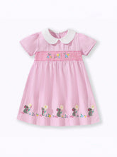 1pc Girls" Doll Collar Flower Embroidery Animal Patchwork Princess Dress, Pretty Girls" Summer Sundress